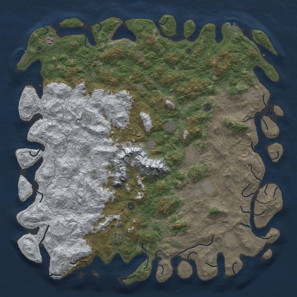 Rust Map: Procedural Map, Size: 6000, Seed: 622022, 20 Monuments