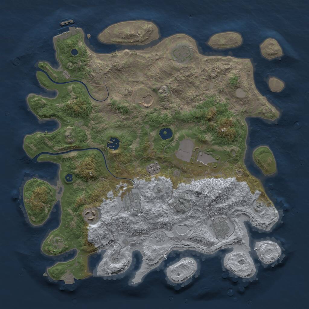 Rust Map: Procedural Map, Size: 3750, Seed: 2110252597, 13 Monuments