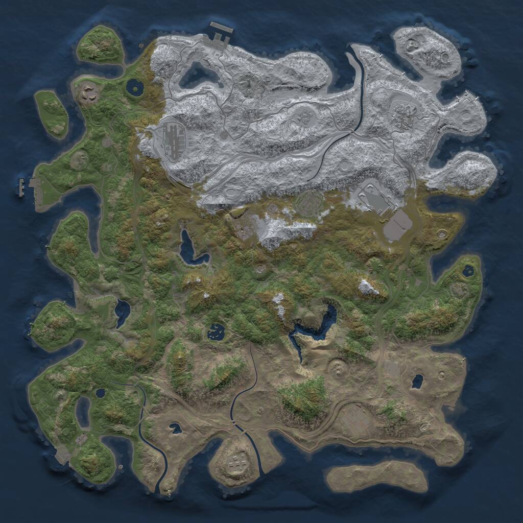 Rust Map: Procedural Map, Size: 4500, Seed: 2091334440, 15 Monuments