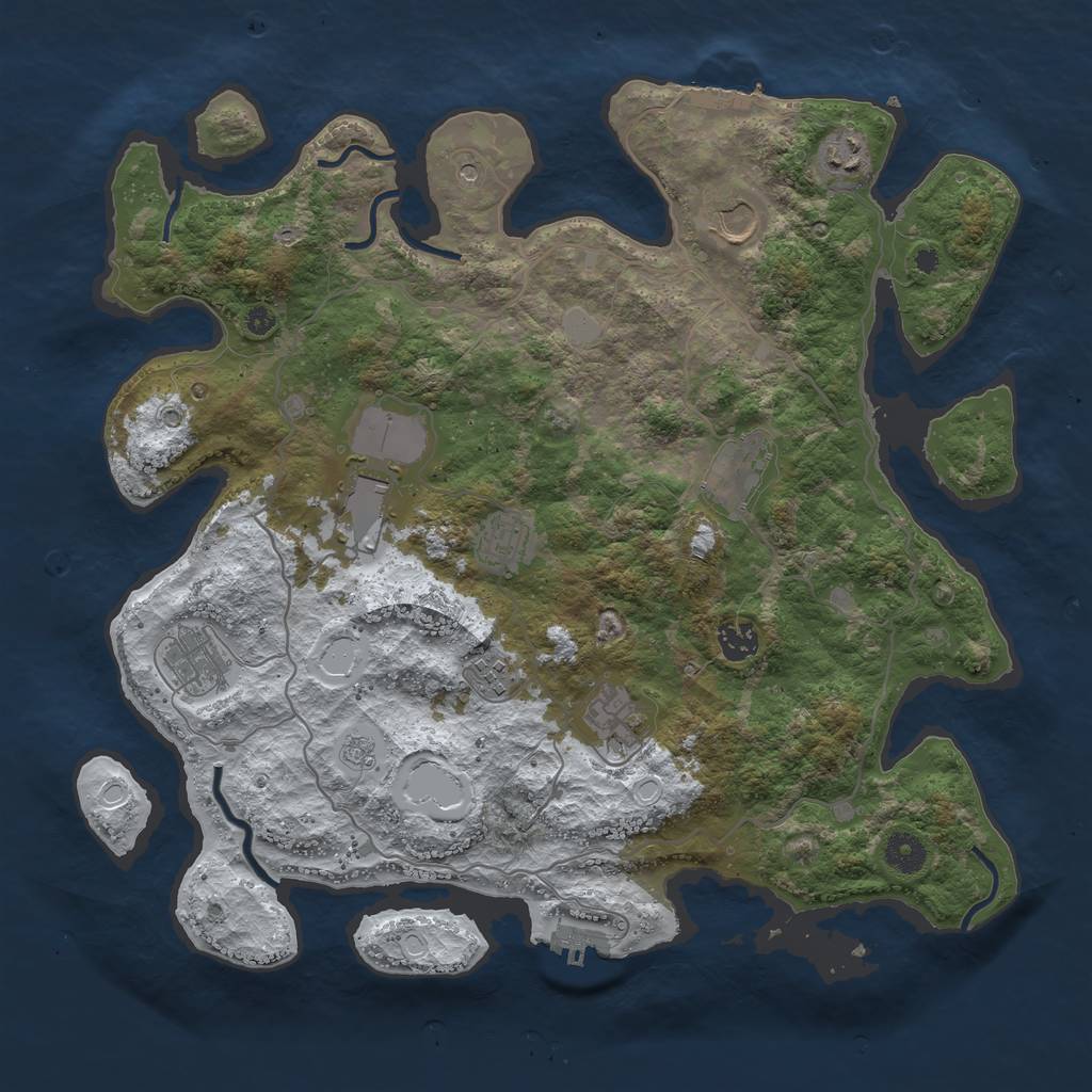 Rust Map: Procedural Map, Size: 4000, Seed: 19274077, 18 Monuments
