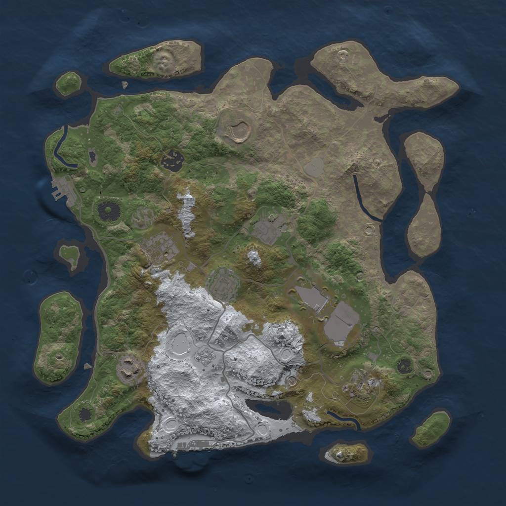 Rust Map: Procedural Map, Size: 3500, Seed: 2017711342, 17 Monuments