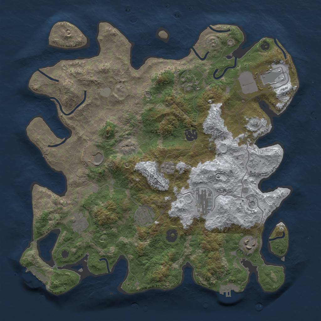 Rust Map: Procedural Map, Size: 3750, Seed: 503652866, 18 Monuments