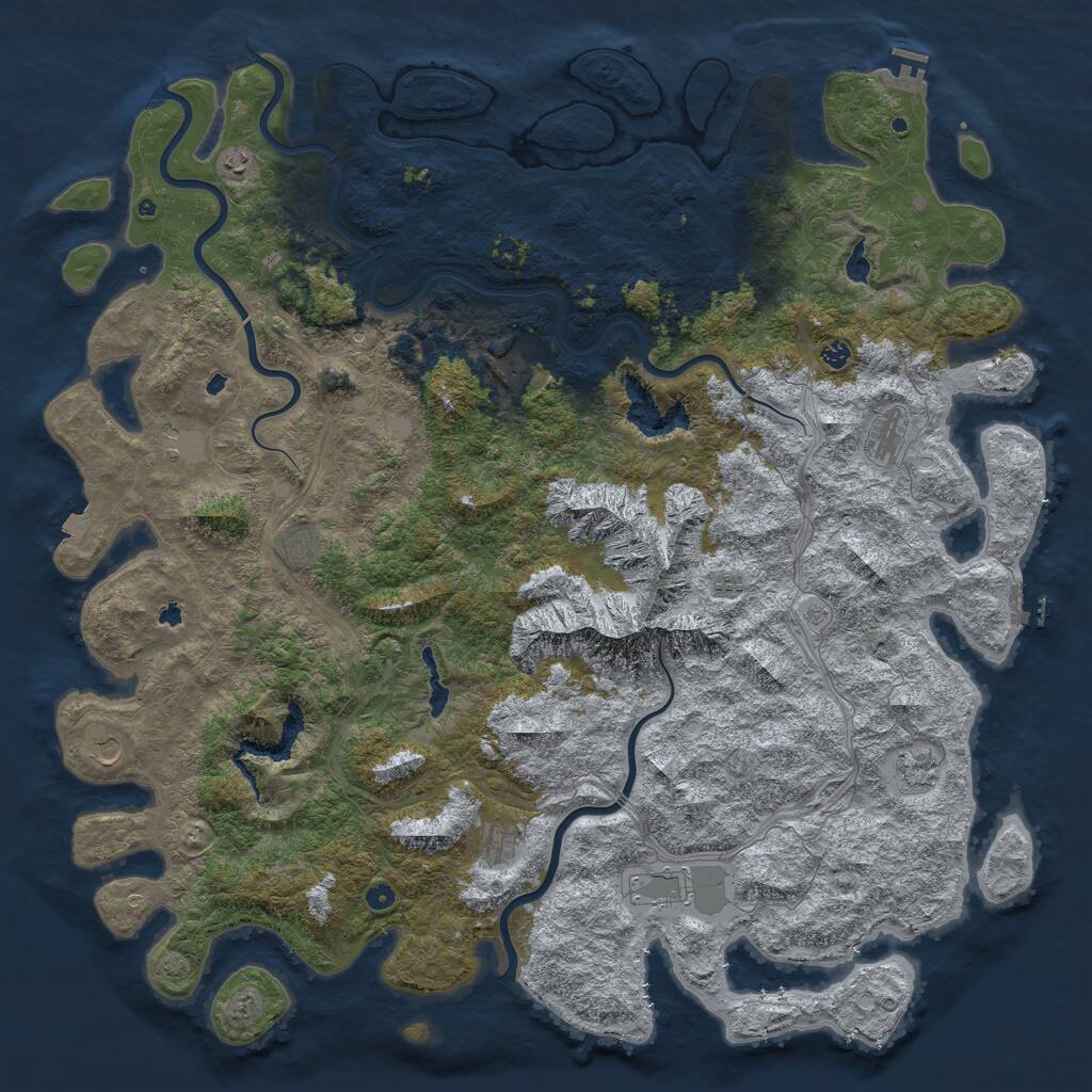 Rust Map: Procedural Map, Size: 6000, Seed: 45241, 17 Monuments