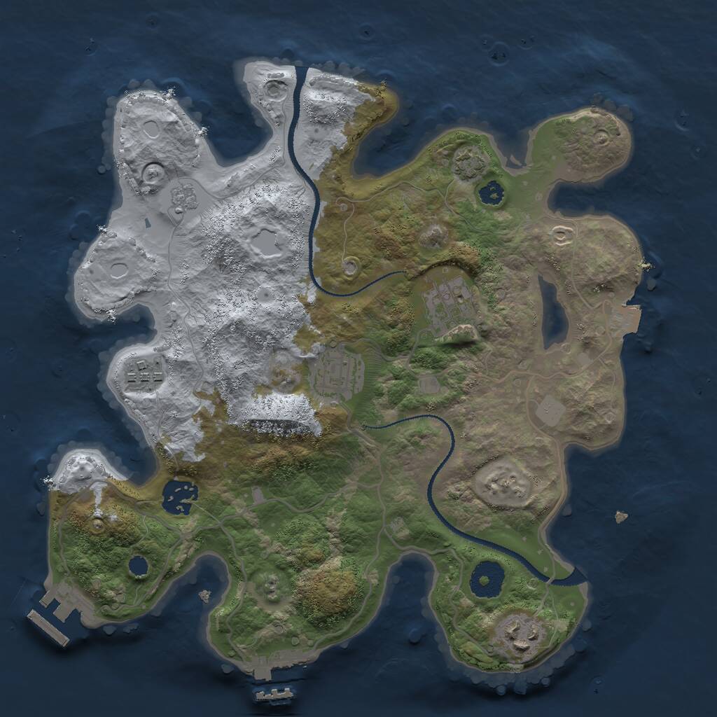 Rust Map: Procedural Map, Size: 3000, Seed: 612255390, 10 Monuments