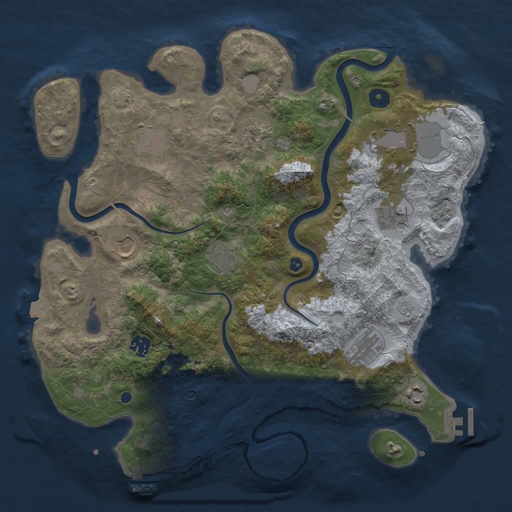 Rust Map: Procedural Map, Size: 3750, Seed: 852153, 16 Monuments