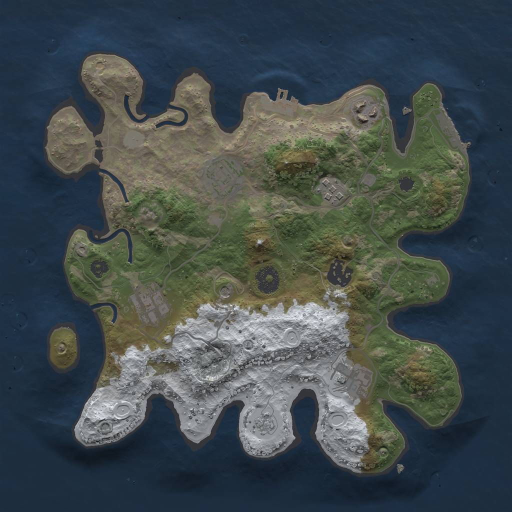 Rust Map: Procedural Map, Size: 3000, Seed: 1302443971, 15 Monuments