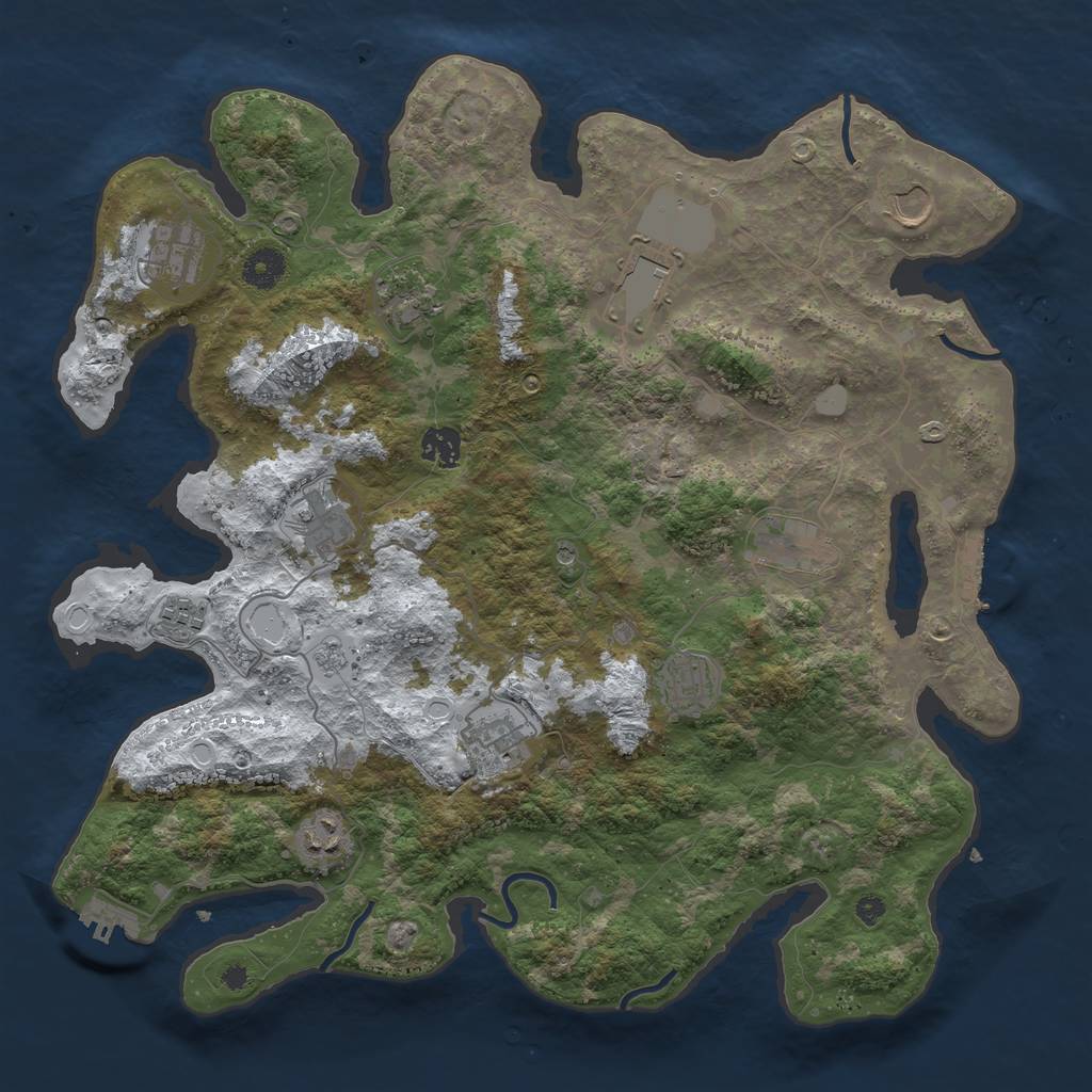 Rust Map: Procedural Map, Size: 3950, Seed: 1254801492, 20 Monuments