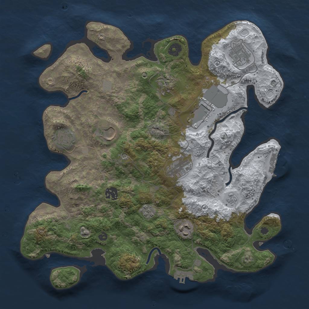 Rust Map: Procedural Map, Size: 3500, Seed: 7014, 18 Monuments