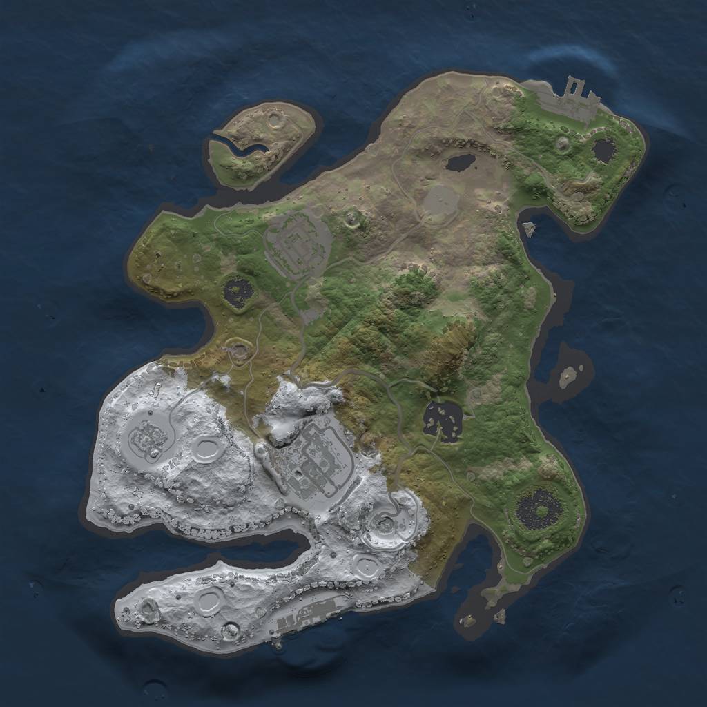 Rust Map: Procedural Map, Size: 2500, Seed: 1723560330, 12 Monuments