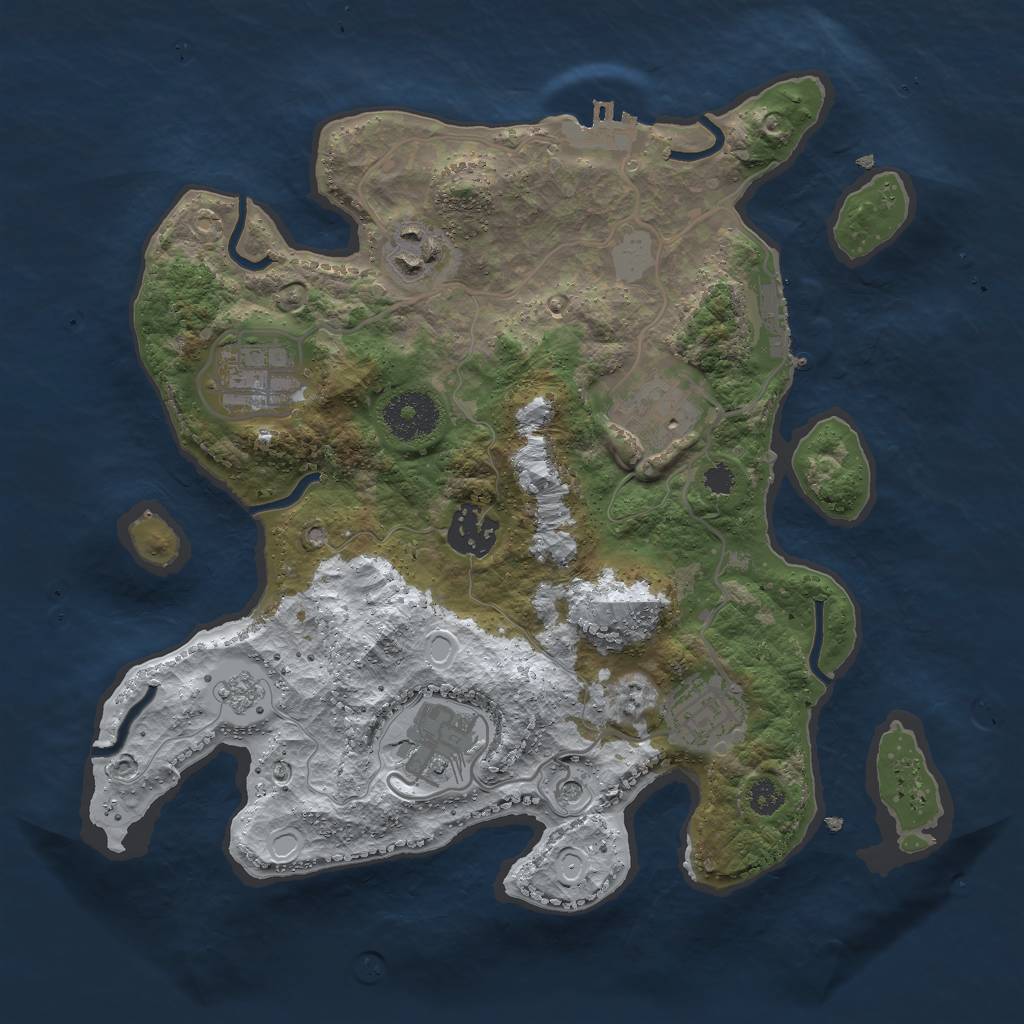 Rust Map: Procedural Map, Size: 3000, Seed: 1140375077, 15 Monuments