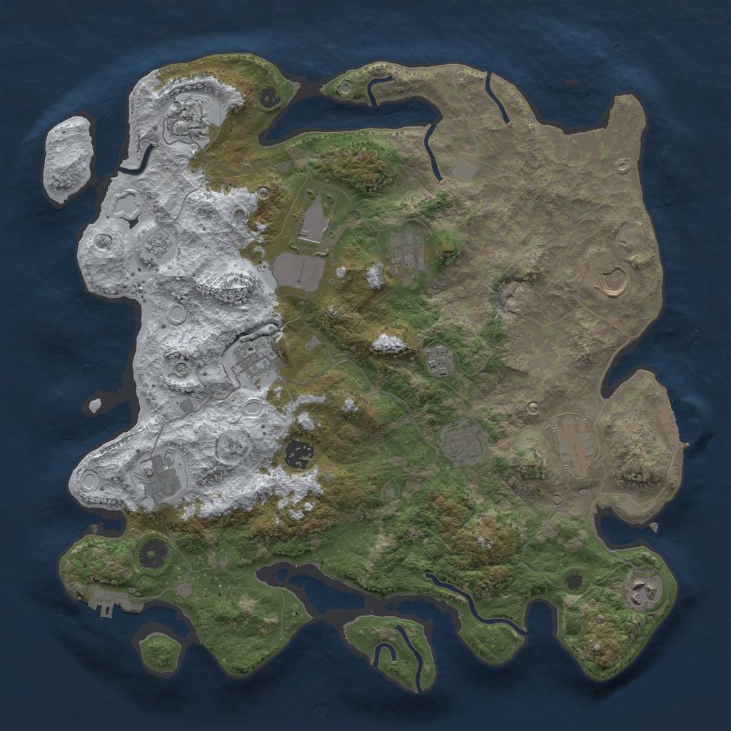 Rust Map: Procedural Map, Size: 3800, Seed: 848587650, 20 Monuments
