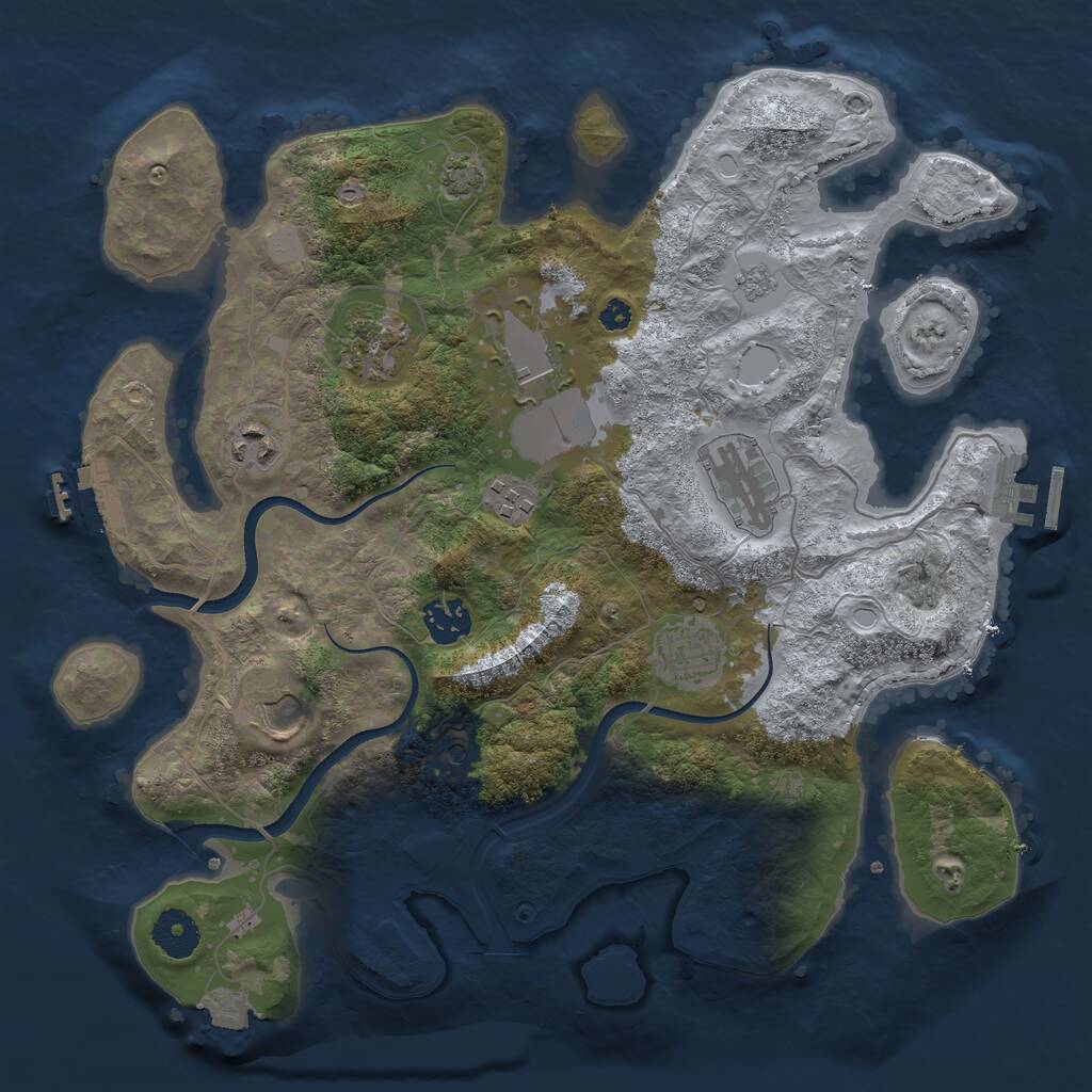 Rust Map: Procedural Map, Size: 3500, Seed: 1934559, 14 Monuments