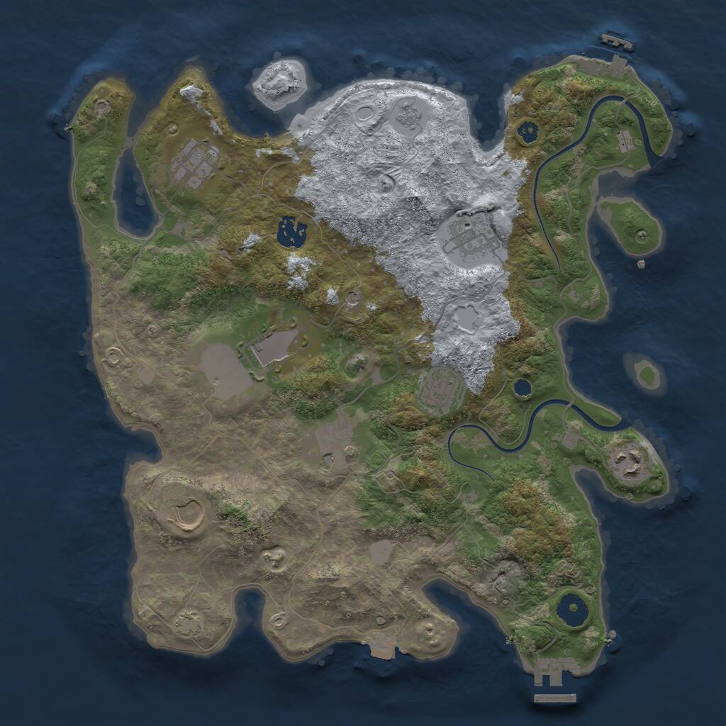 Rust Map: Procedural Map, Size: 3500, Seed: 23487325, 14 Monuments