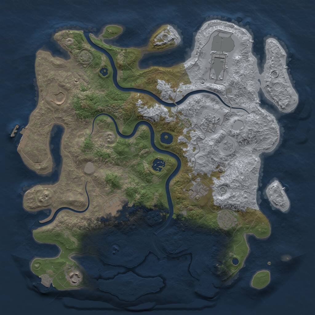 Rust Map: Procedural Map, Size: 3750, Seed: 296054299, 15 Monuments