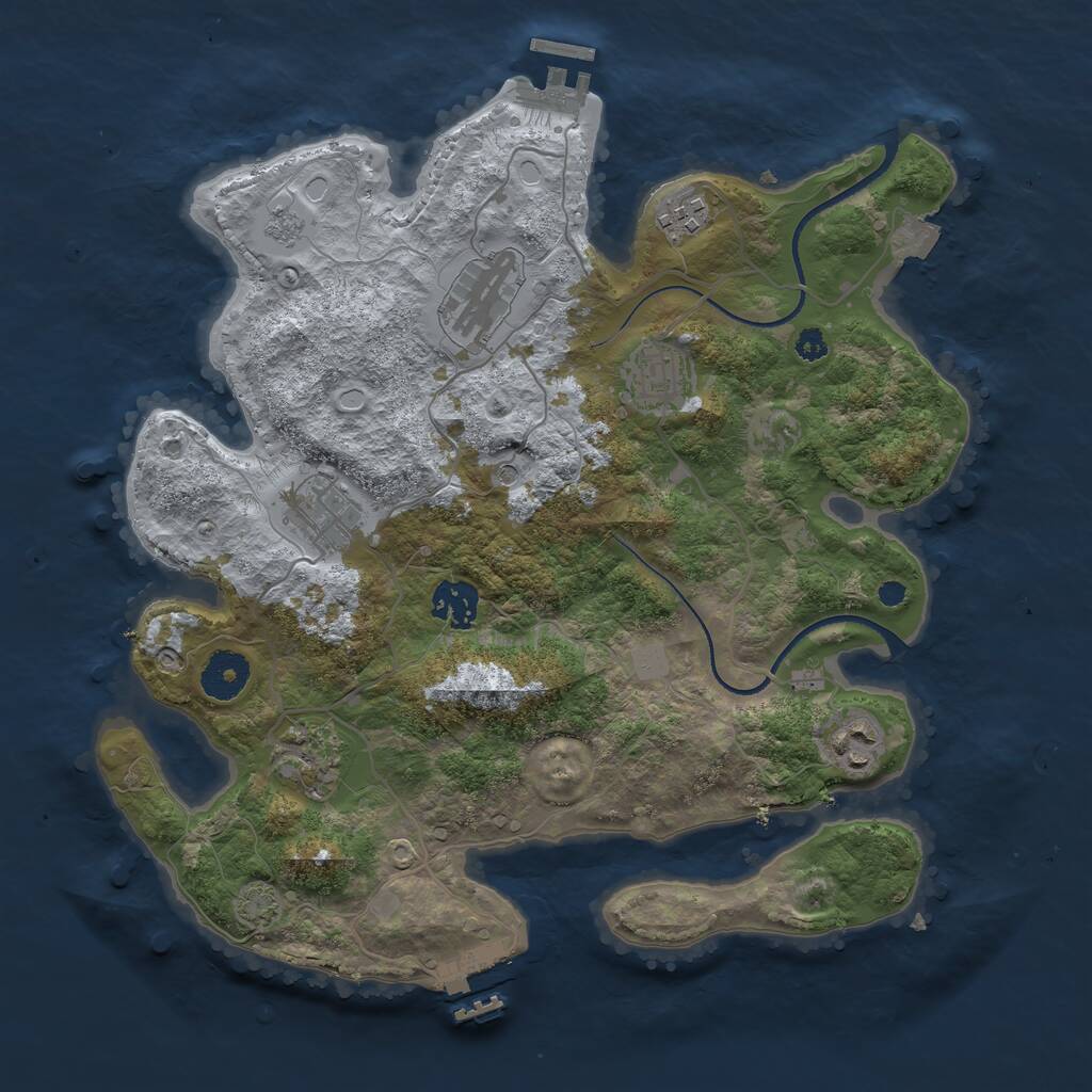 Rust Map: Procedural Map, Size: 3400, Seed: 76619403, 13 Monuments