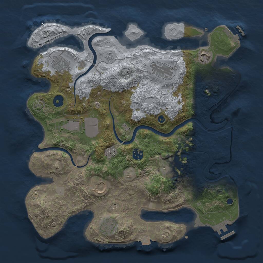 Rust Map: Procedural Map, Size: 3500, Seed: 69666777, 15 Monuments