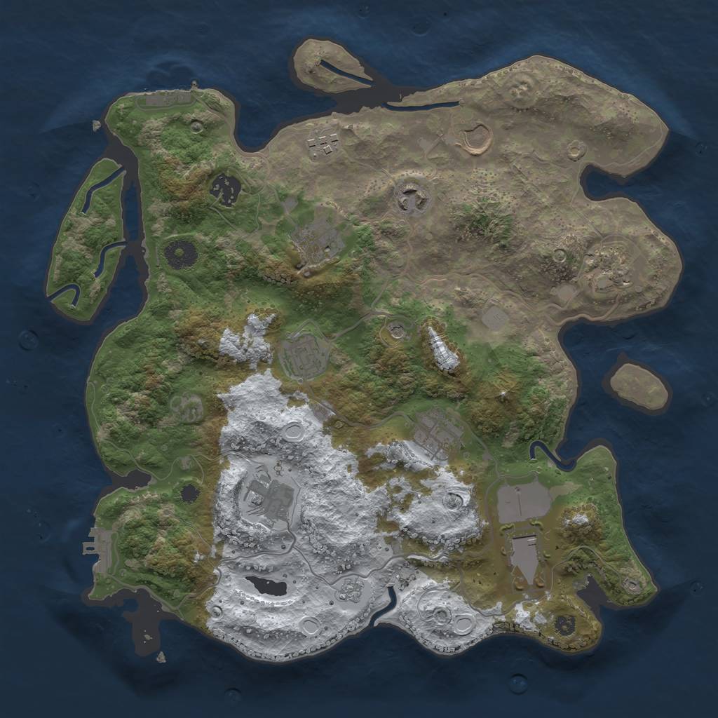 Rust Map: Procedural Map, Size: 3500, Seed: 1854906122, 19 Monuments