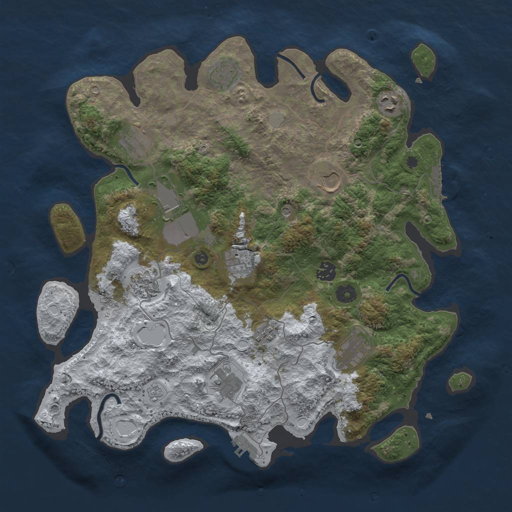 Rust Map: Procedural Map, Size: 3850, Seed: 36191149, 20 Monuments