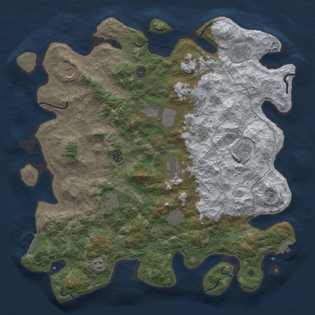Rust Map: Procedural Map, Size: 4500, Seed: 2096342541, 20 Monuments