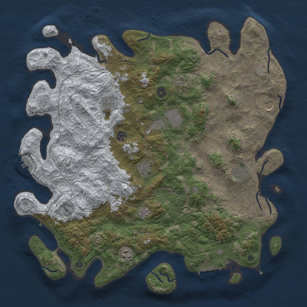 Rust Map: Procedural Map, Size: 4500, Seed: 27040526, 18 Monuments