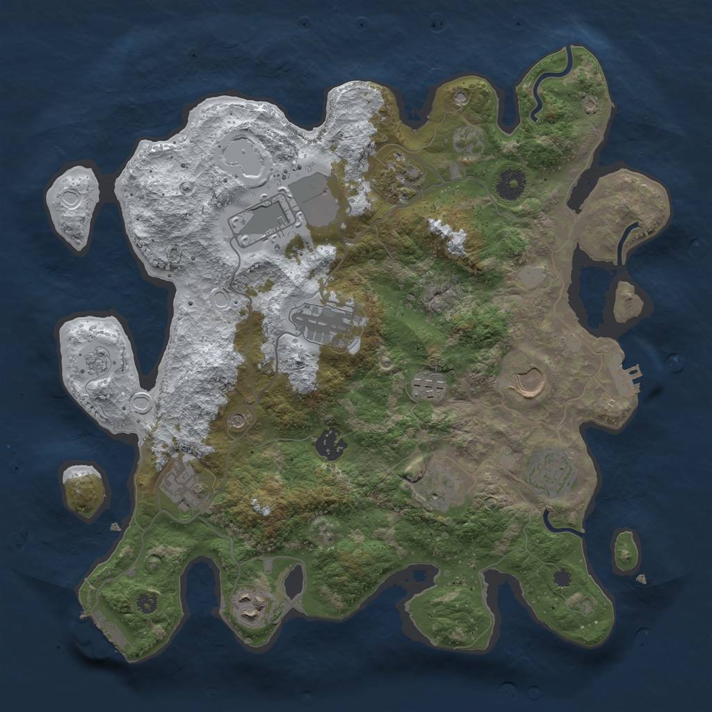 Rust Map: Procedural Map, Size: 3500, Seed: 916523400, 19 Monuments