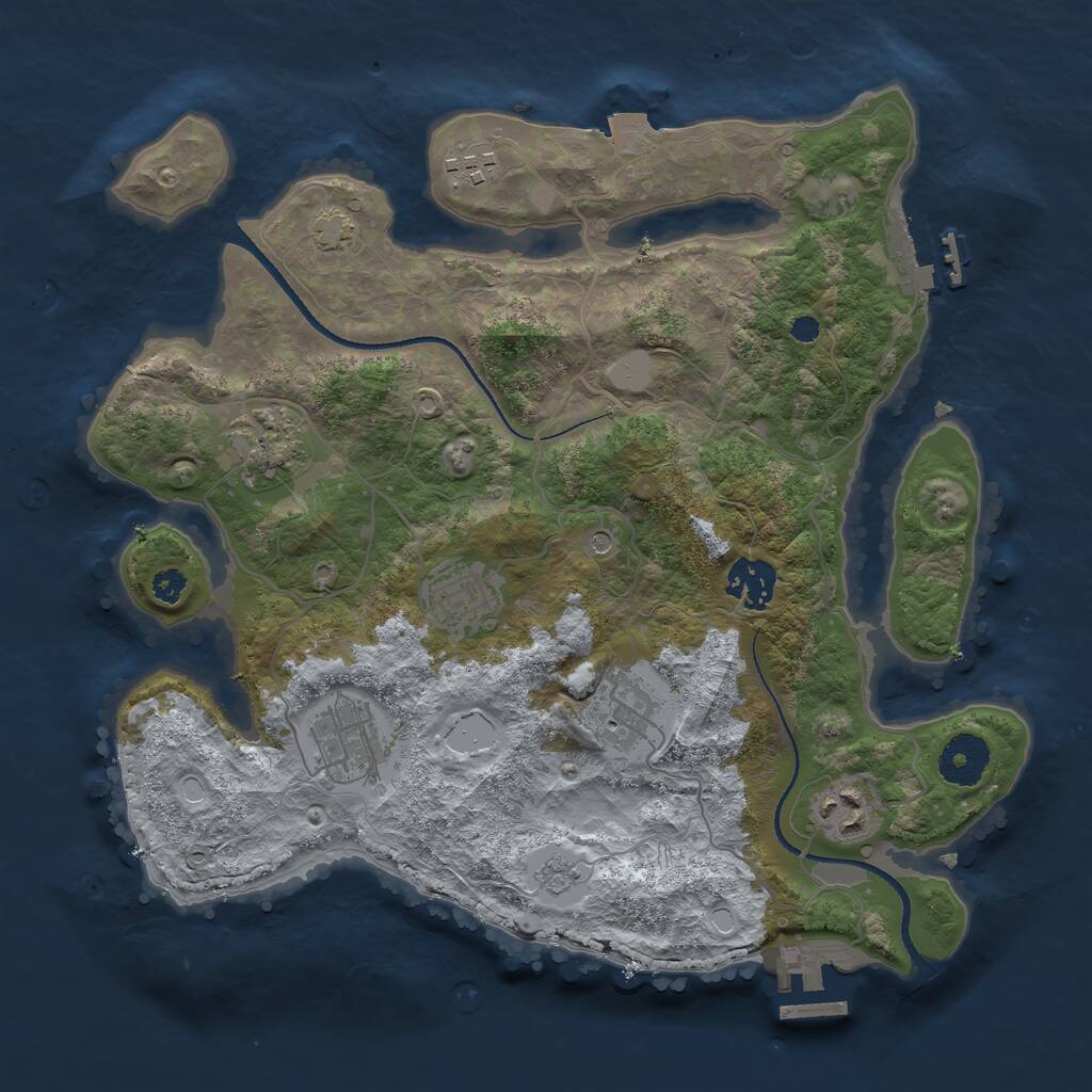 Rust Map: Procedural Map, Size: 3250, Seed: 382951, 13 Monuments