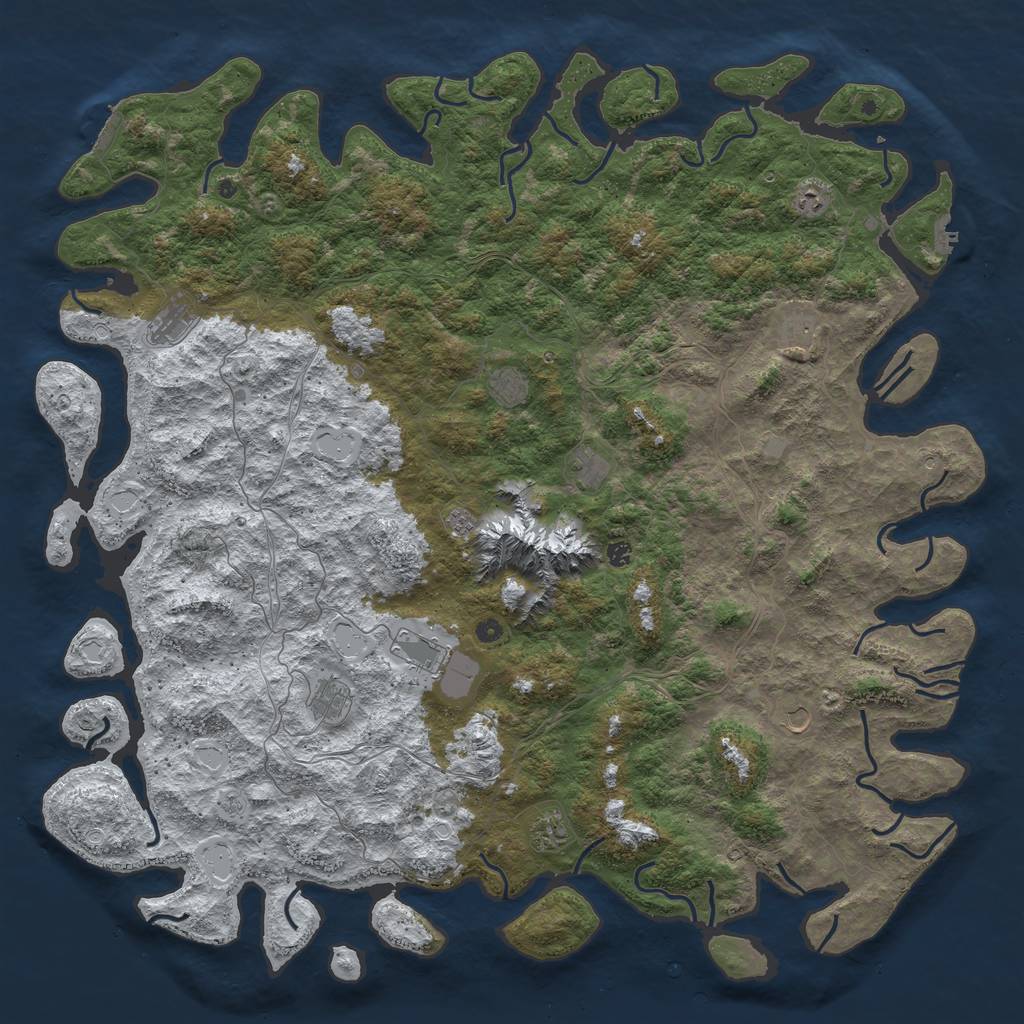 Rust Map: Procedural Map, Size: 6000, Seed: 225445, 20 Monuments