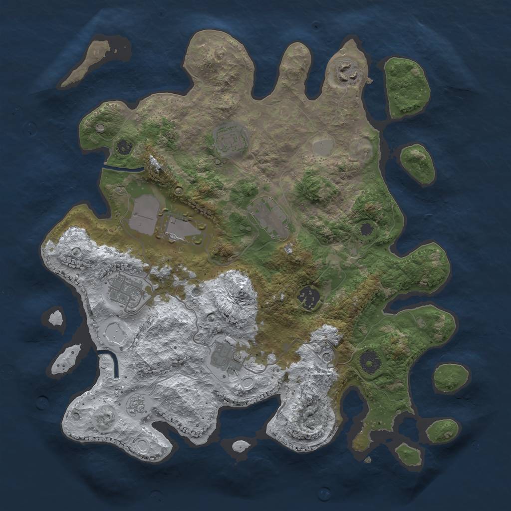 Rust Map: Procedural Map, Size: 3500, Seed: 853229621, 14 Monuments