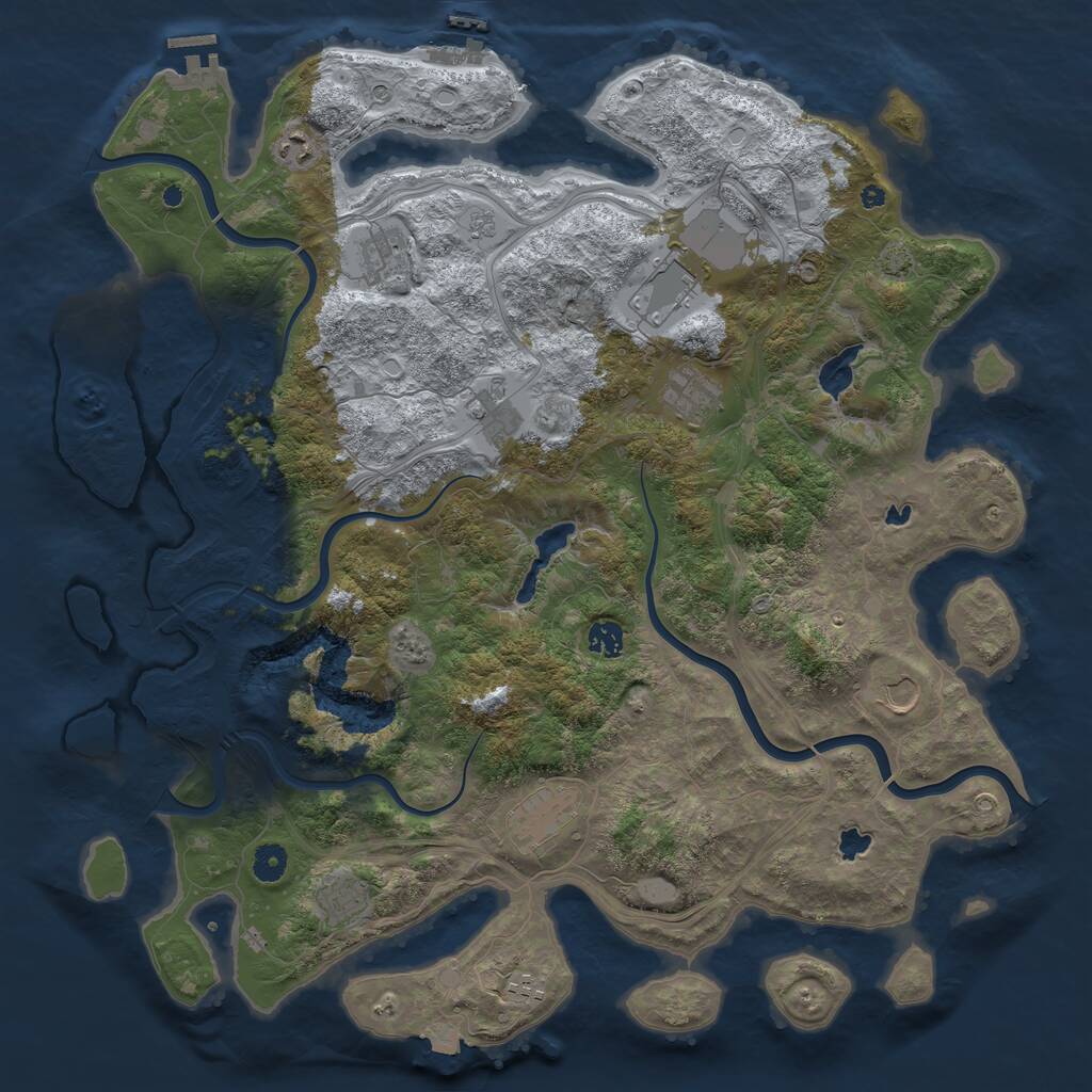 Rust Map: Procedural Map, Size: 4500, Seed: 1309913924, 16 Monuments