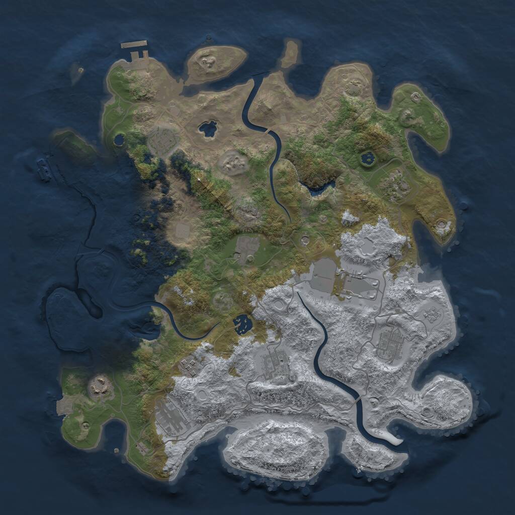 Rust Map: Procedural Map, Size: 4000, Seed: 9624, 16 Monuments
