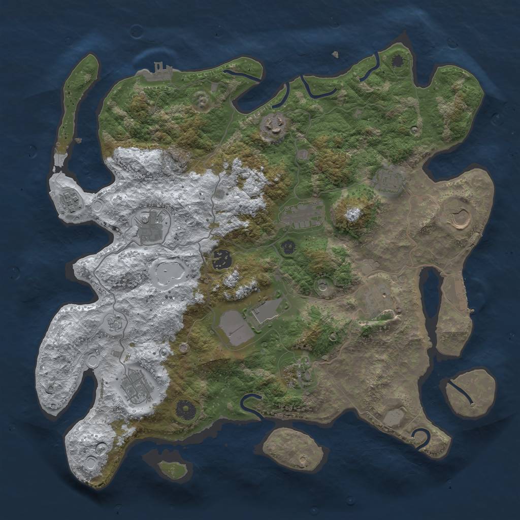 Rust Map: Procedural Map, Size: 3850, Seed: 1669514575, 20 Monuments