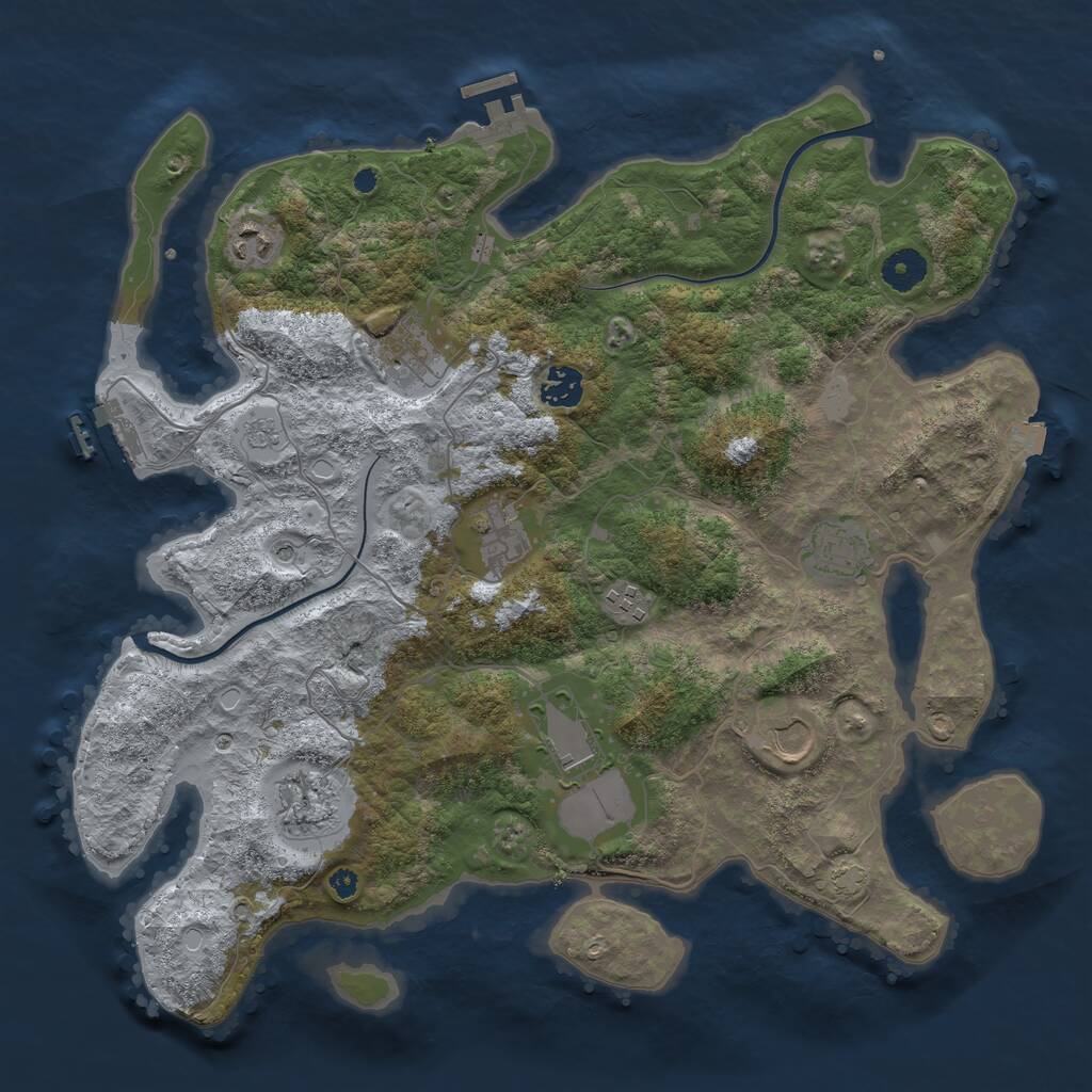 Rust Map: Procedural Map, Size: 3850, Seed: 1669514575, 15 Monuments