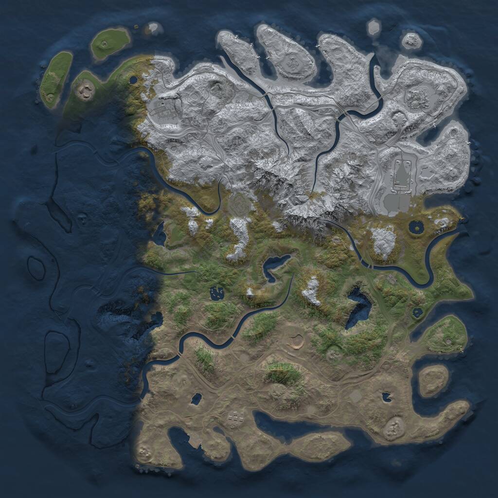 Rust Map: Procedural Map, Size: 5000, Seed: 5432234, 13 Monuments