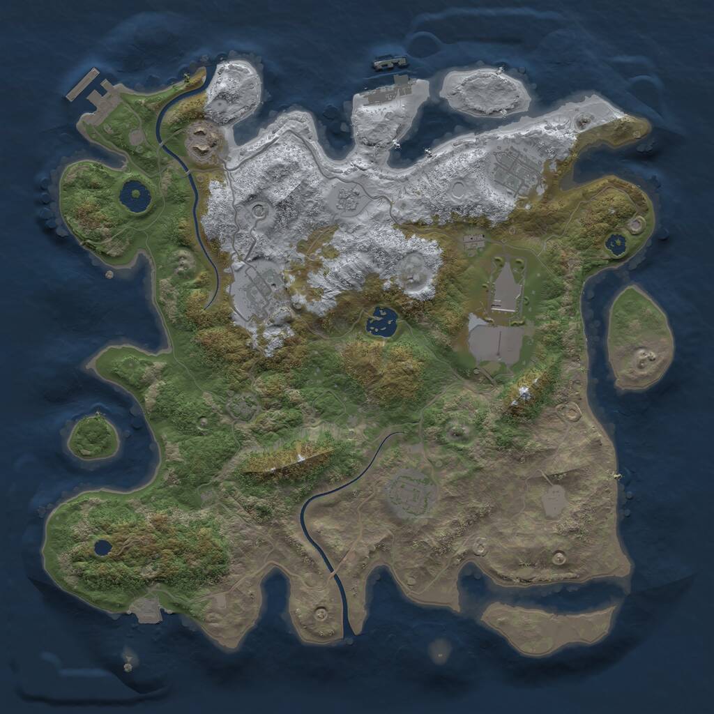 Rust Map: Procedural Map, Size: 3500, Seed: 2457321, 12 Monuments