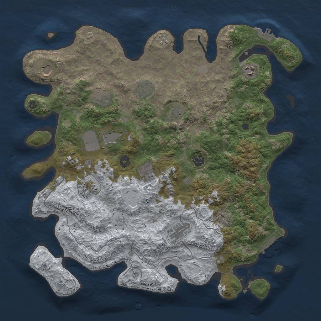 Rust Map: Procedural Map, Size: 4096, Seed: 1942, 20 Monuments