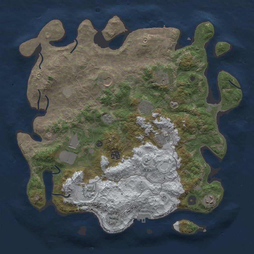 Rust Map: Procedural Map, Size: 4000, Seed: 34567, 18 Monuments