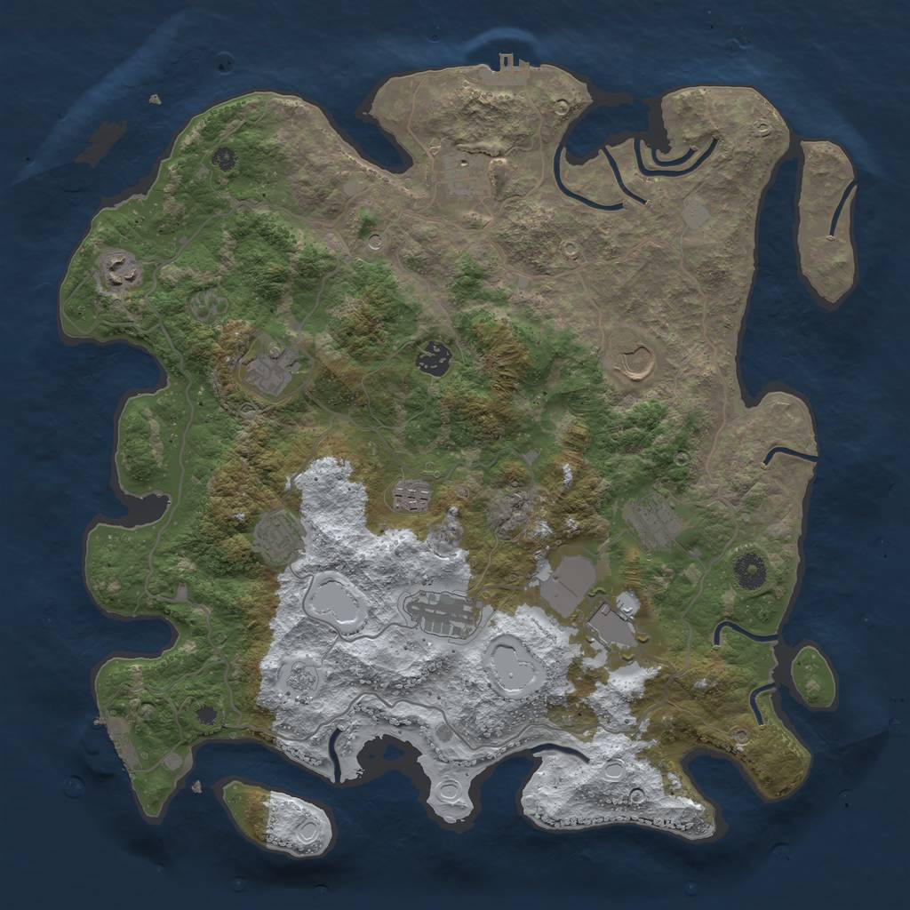 Rust Map: Procedural Map, Size: 4000, Seed: 1320669698, 19 Monuments