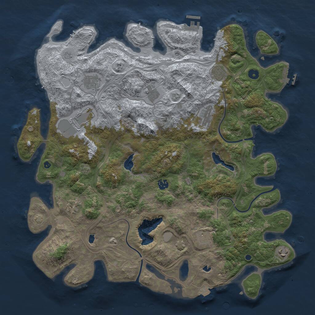 Rust Map: Procedural Map, Size: 4500, Seed: 1400471563, 16 Monuments