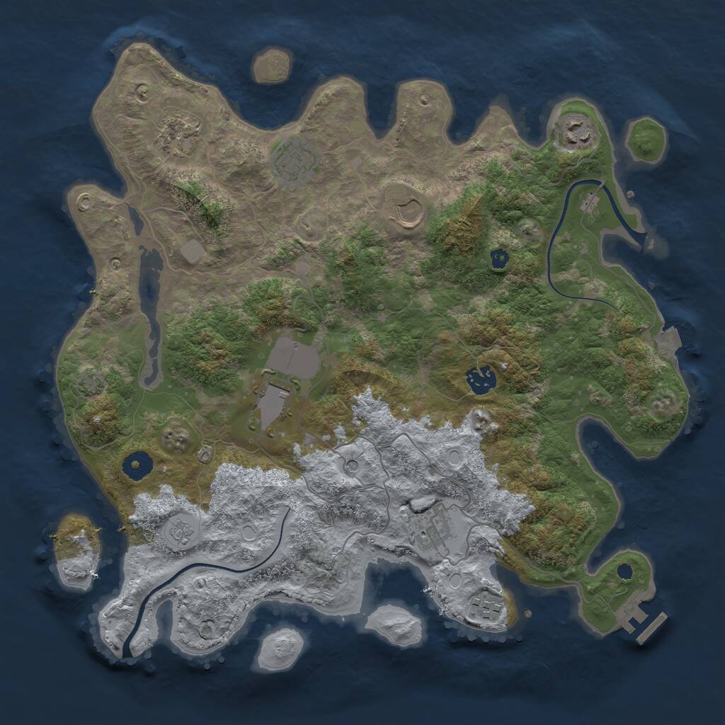 Rust Map: Procedural Map, Size: 3750, Seed: 367255711, 13 Monuments