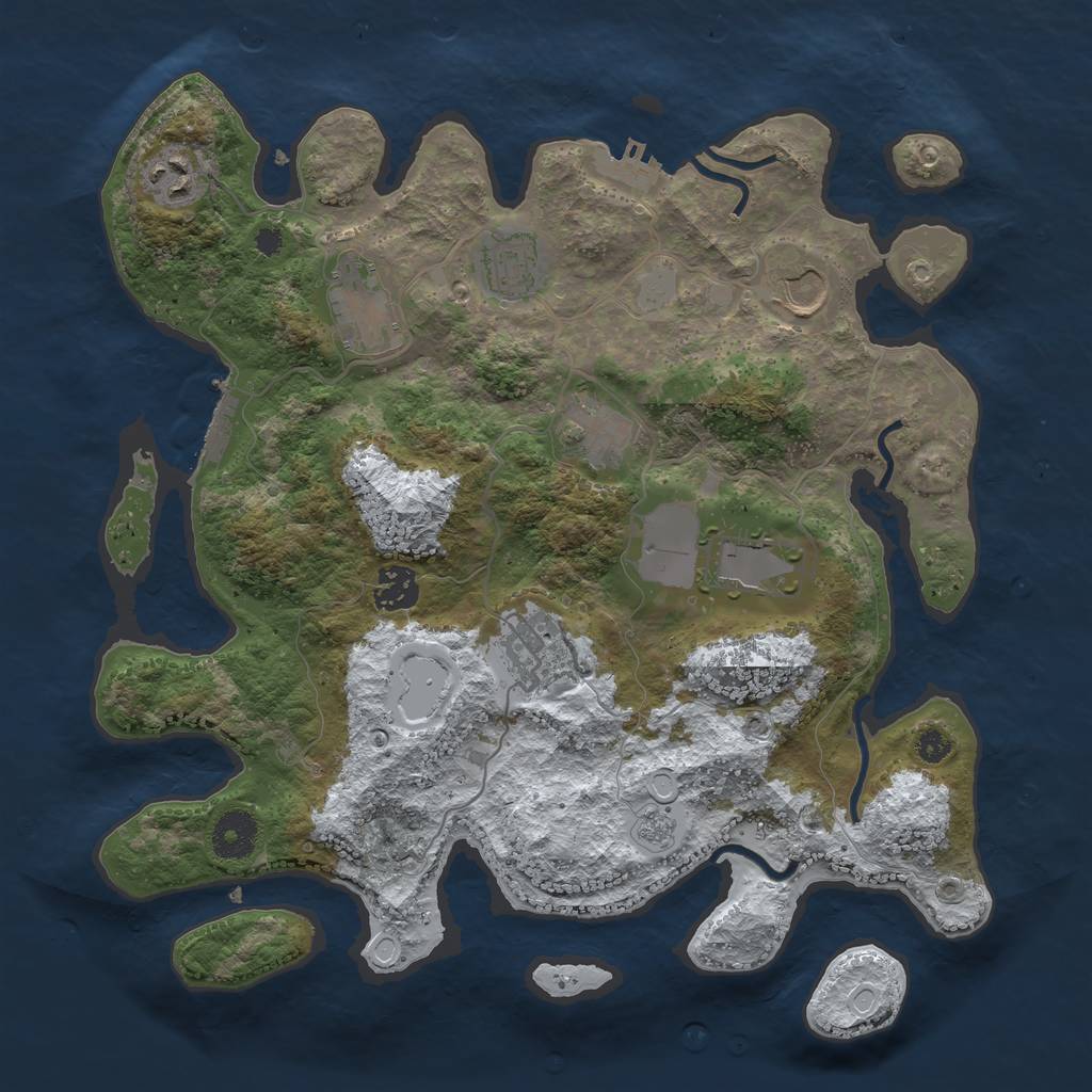 Rust Map: Procedural Map, Size: 3500, Seed: 468378892, 16 Monuments