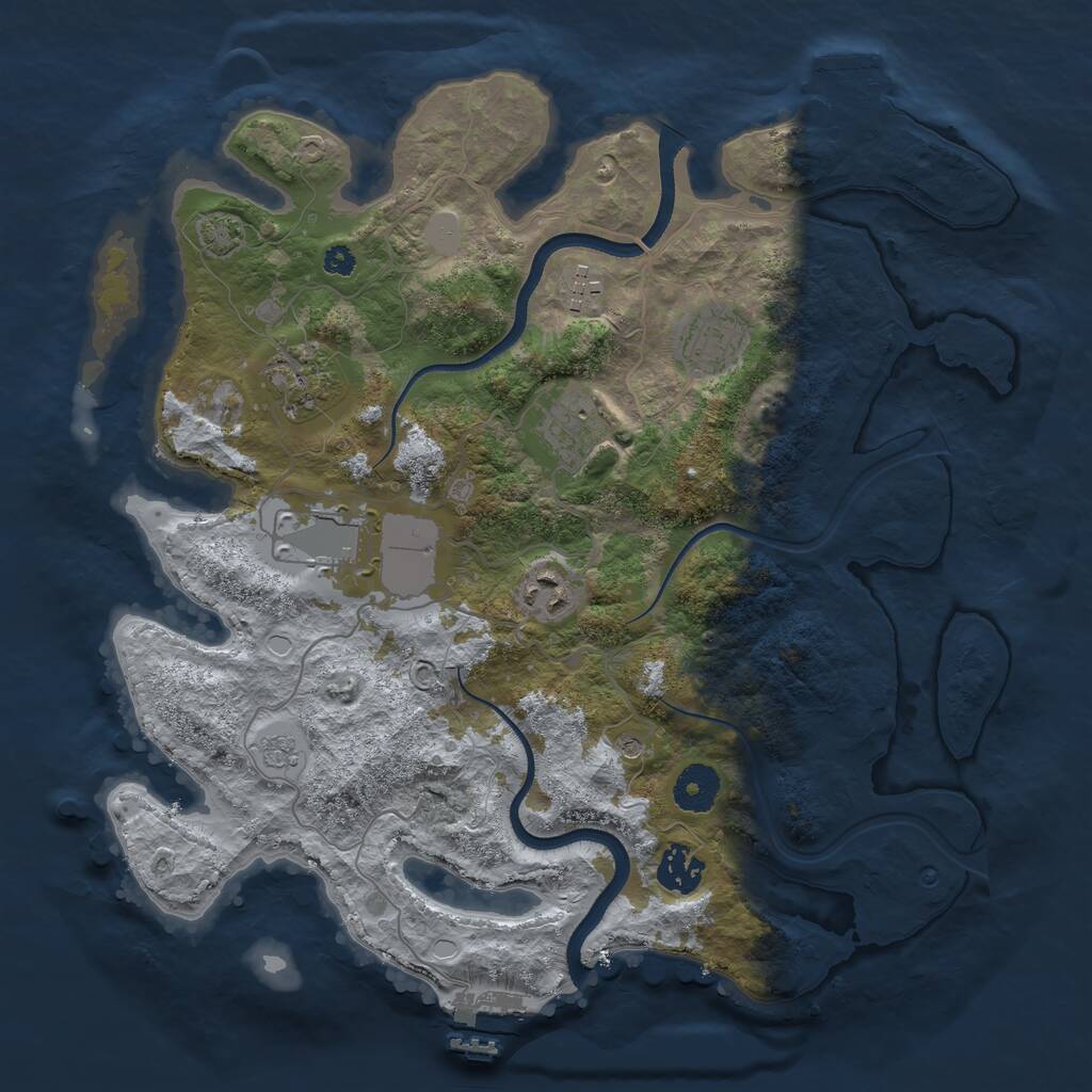 Rust Map: Procedural Map, Size: 3500, Seed: 1226453706, 13 Monuments