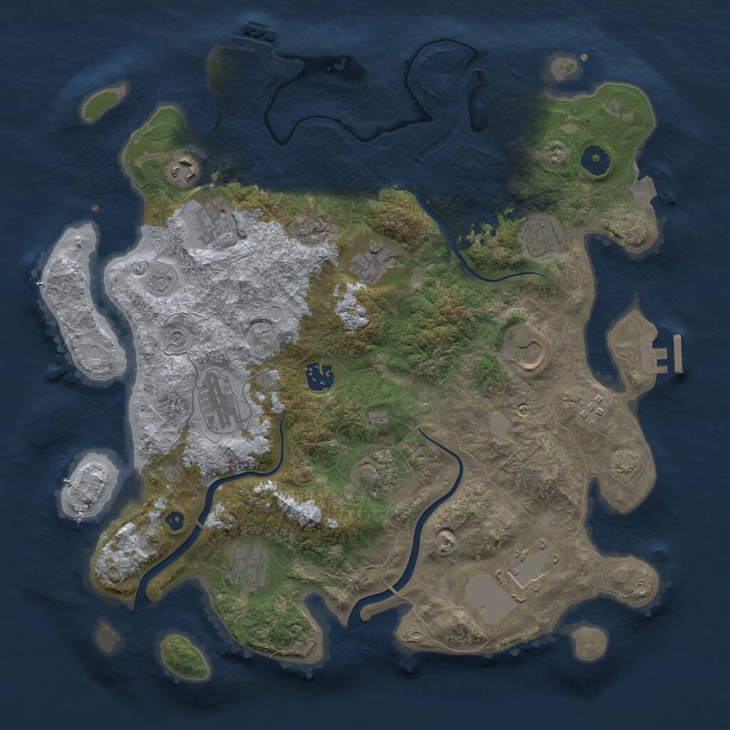 Rust Map: Procedural Map, Size: 3850, Seed: 1114733164, 17 Monuments