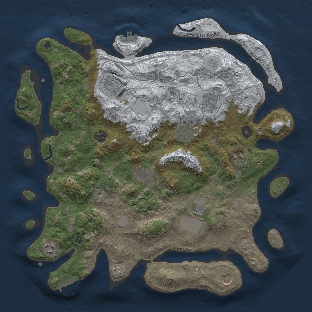 Rust Map: Procedural Map, Size: 4000, Seed: 252130, 19 Monuments