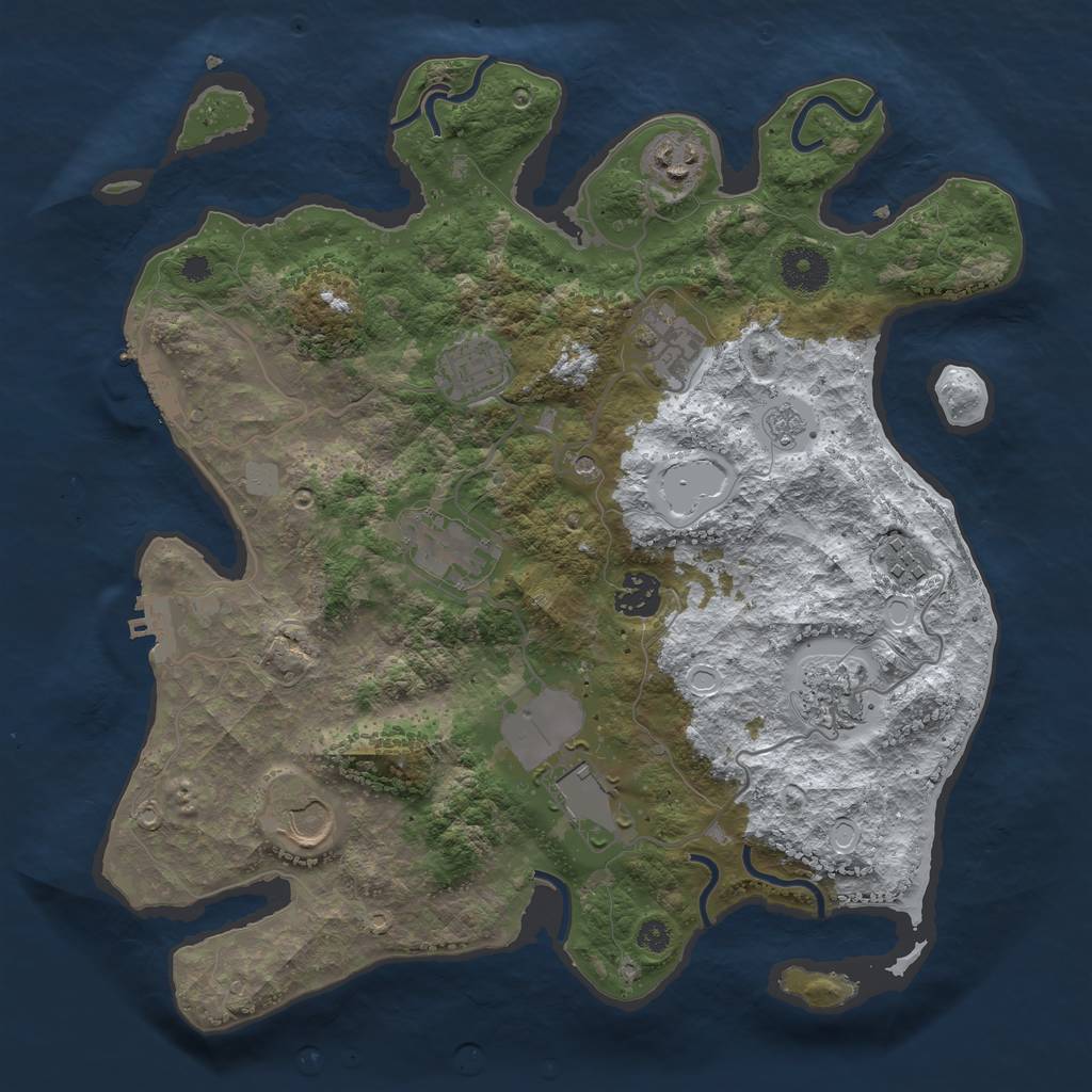 Rust Map: Procedural Map, Size: 3500, Seed: 1417611627, 18 Monuments