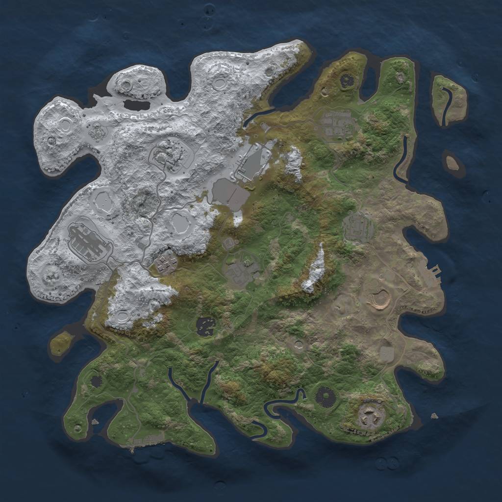 Rust Map: Procedural Map, Size: 3700, Seed: 943174038, 19 Monuments