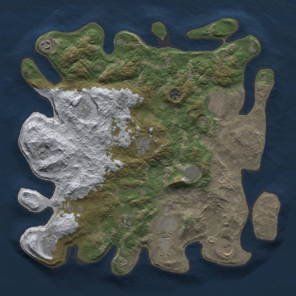 Rust Map: Barren, Size: 4000, Seed: 438247275, 14 Monuments