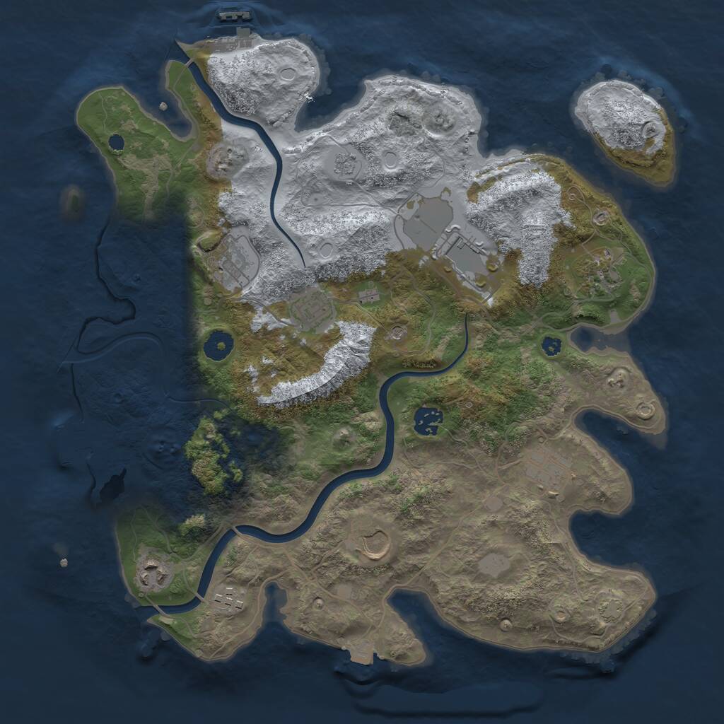 Rust Map: Procedural Map, Size: 3700, Seed: 1223644661, 15 Monuments