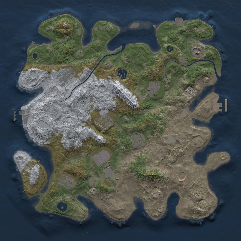 Rust Map: Procedural Map, Size: 3750, Seed: 1369610725, 16 Monuments