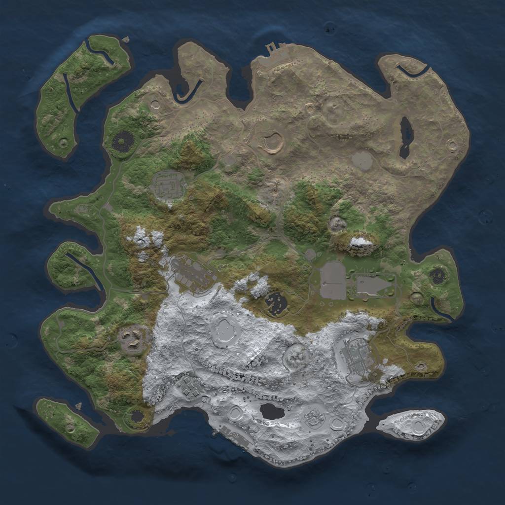 Rust Map: Procedural Map, Size: 3500, Seed: 824300173, 17 Monuments