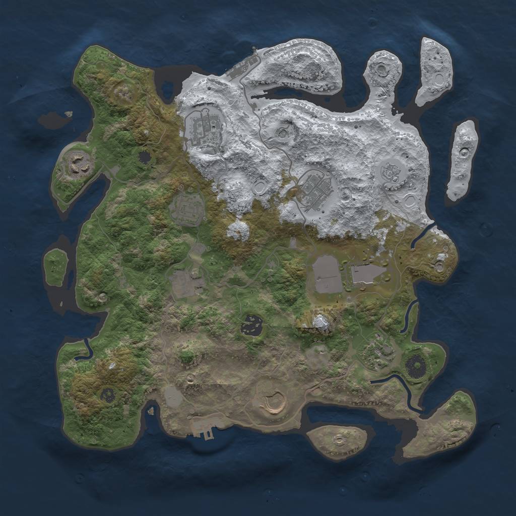 Rust Map: Procedural Map, Size: 3500, Seed: 1023394382, 18 Monuments